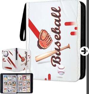 New. Leather Material Baseball Card Binder 900 Pockets with Zipper and Sleeves S